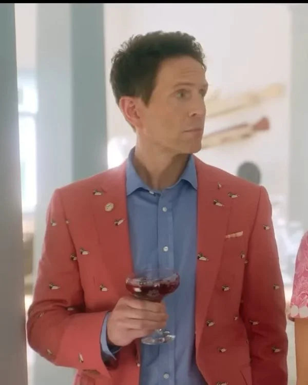 Sirens Glenn Howerton Duck Print Pink Coat Super Star Jacket