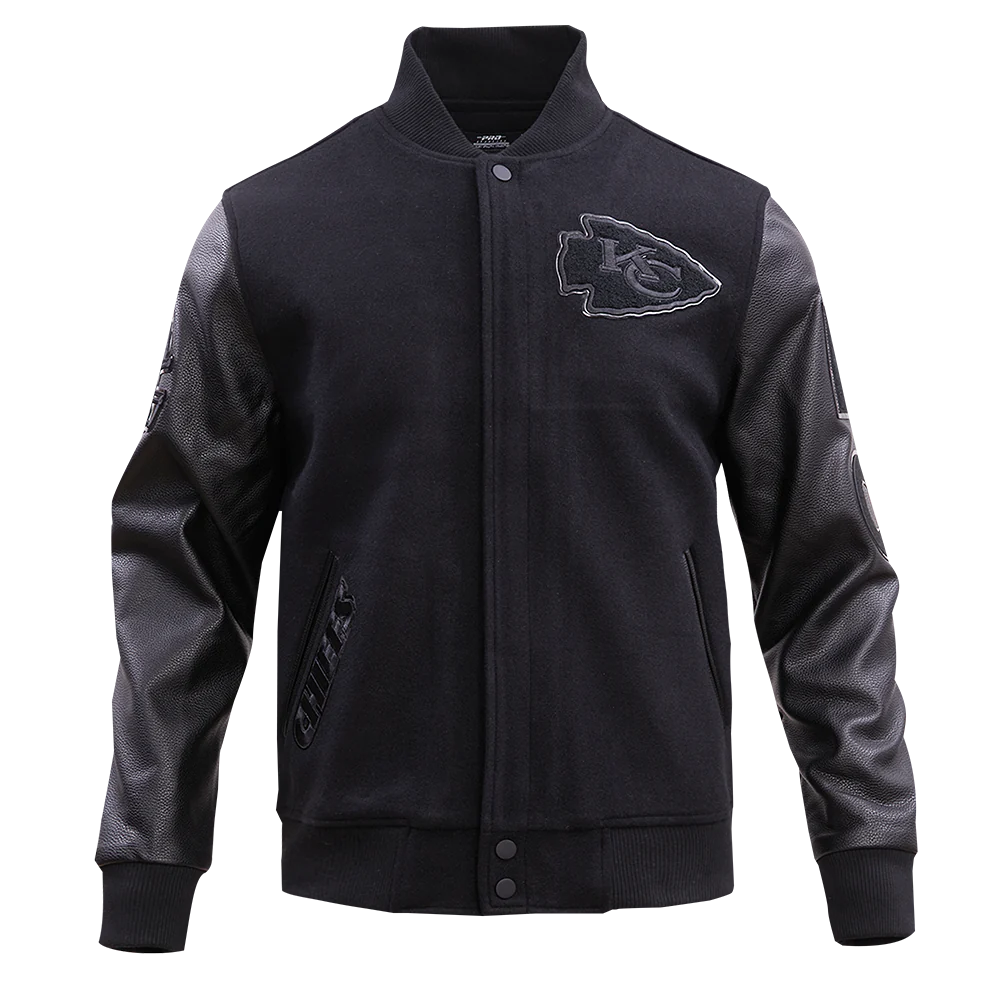 Kansas City Chiefs Triple Black Logo Varsity Jacket Super Star Jacket