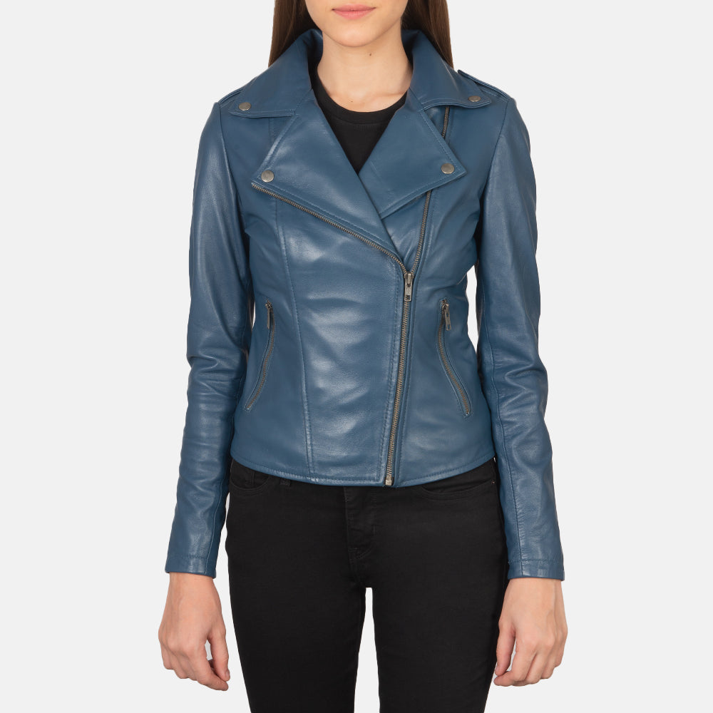 Flashback Blue Leather Biker JacketFlashback Blue Leather Biker Jacket Super Star Jacket