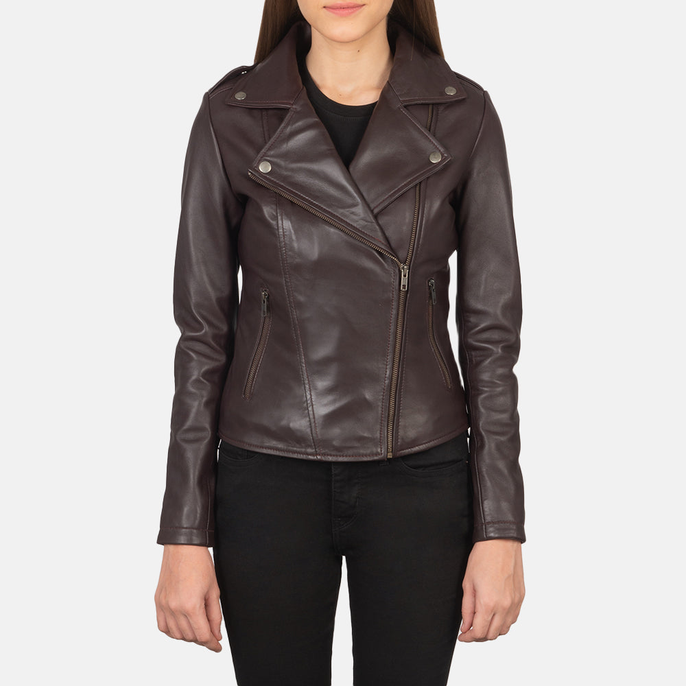 Flashback Maroon Leather Biker Jacket Super Star Jacket
