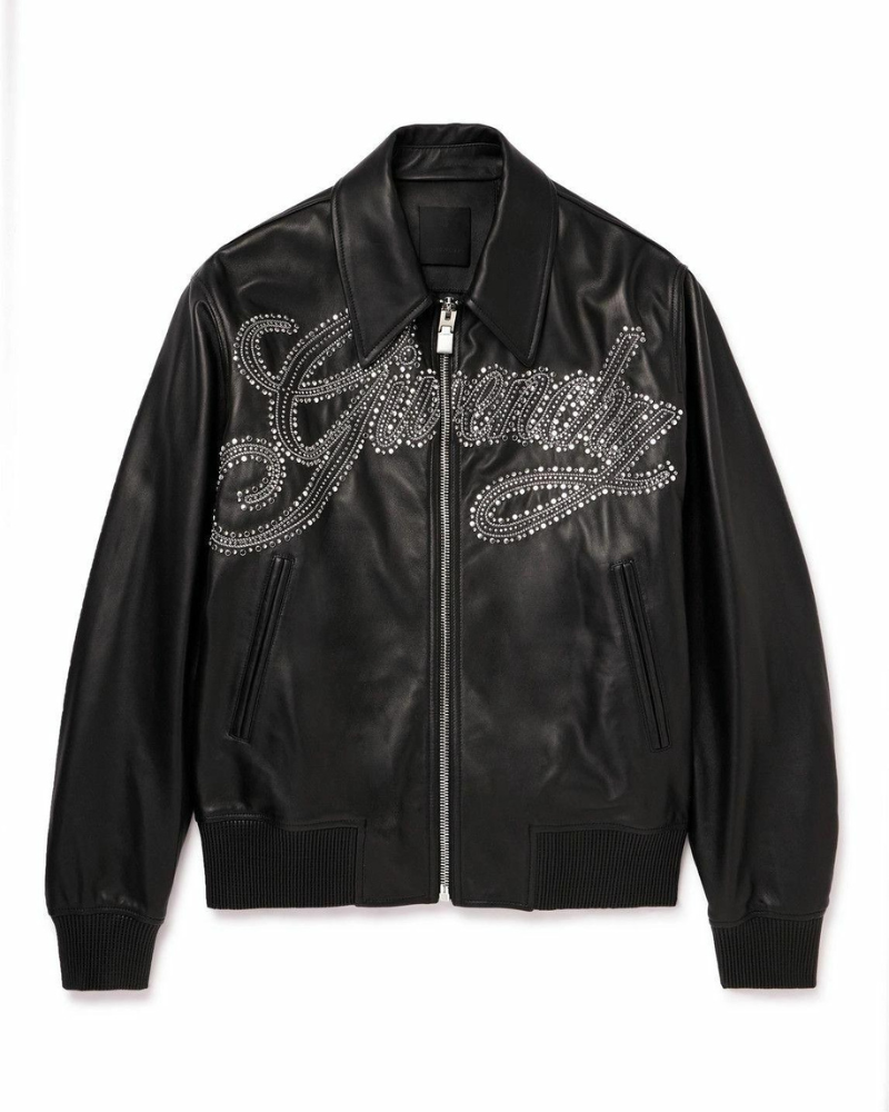 Givenchy Logo-embellished Studded Leather Jacket For Men Super Star Jacket