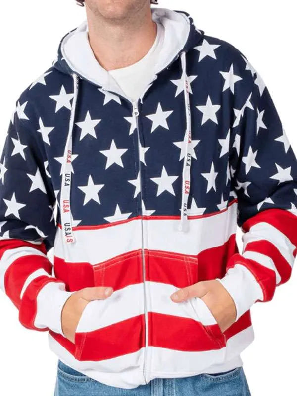 Independence Day Flag Unisex Fleece Hoodie Super Star Jacket