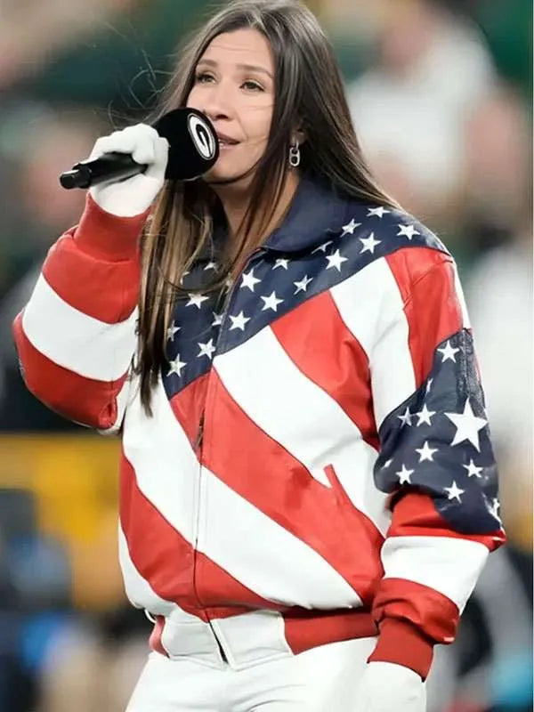 Jessie G US Flag Leather Jacket Super Star Jacket