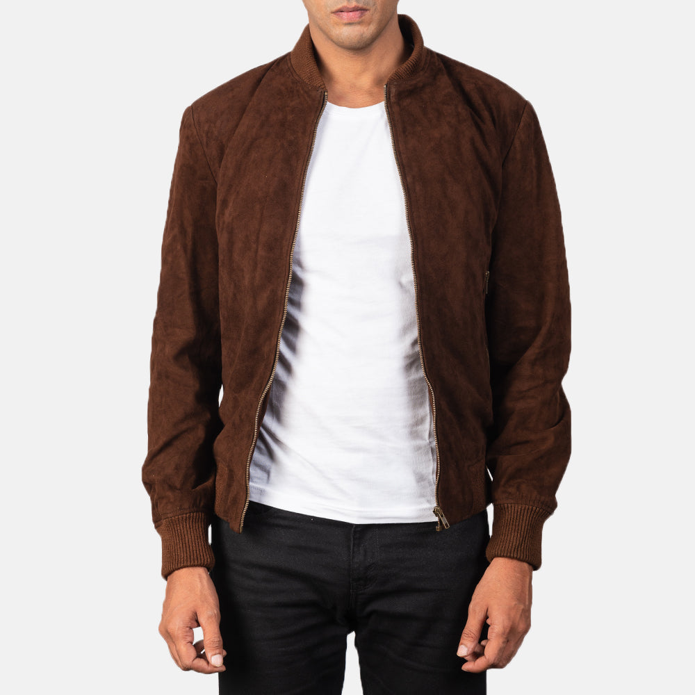 Shane Mocha Suede Bomber Jacket Super Star Jacket