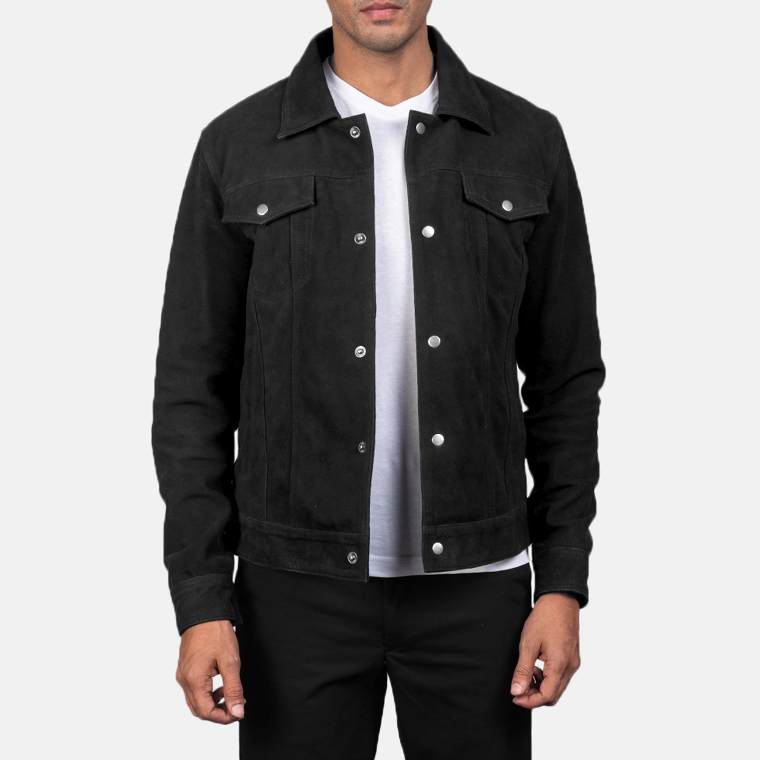 Stallon Black Suede Trucker Jacket Super Star Jacket