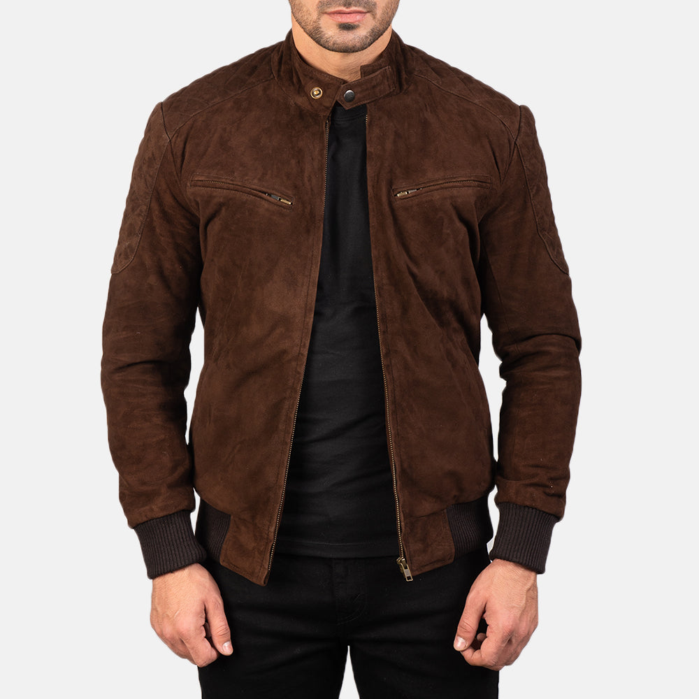 Sven Mocha Suede Bomber Jacket Super Star Jacket