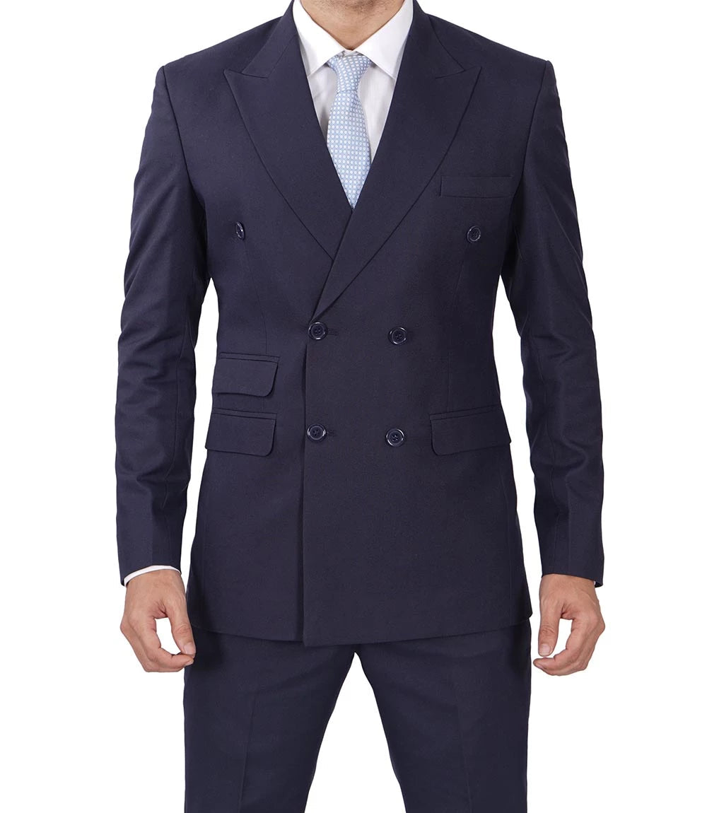 Men's Dark Blue Double Breasted Two-Piece Suit Super Star Jacket