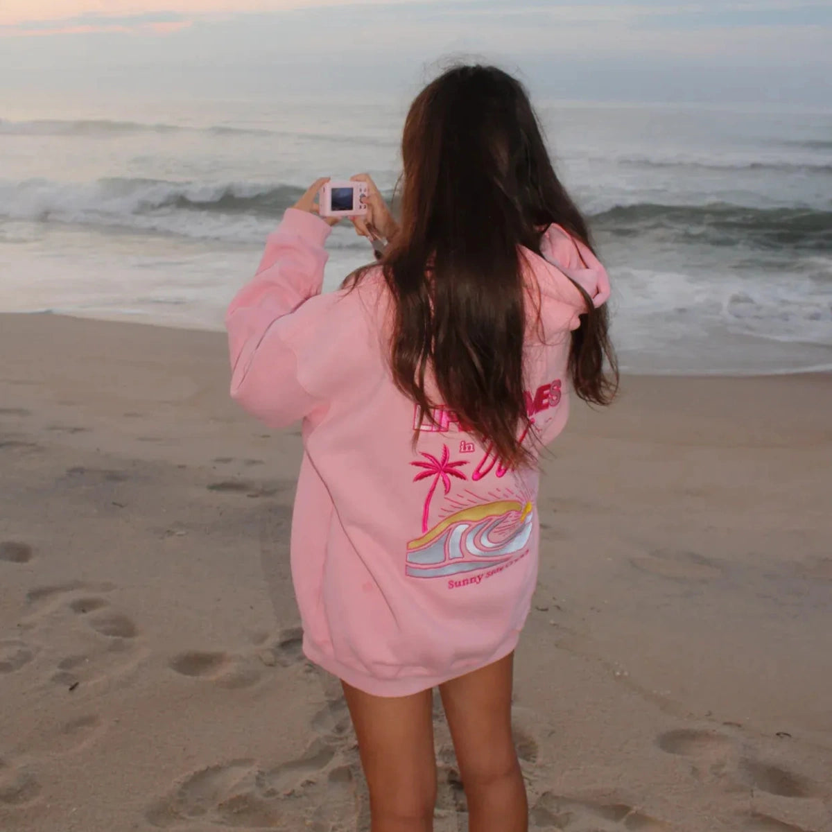 “Life Comes in Waves” Oversized “Blush Pink” Hoodie Superstar Jacket