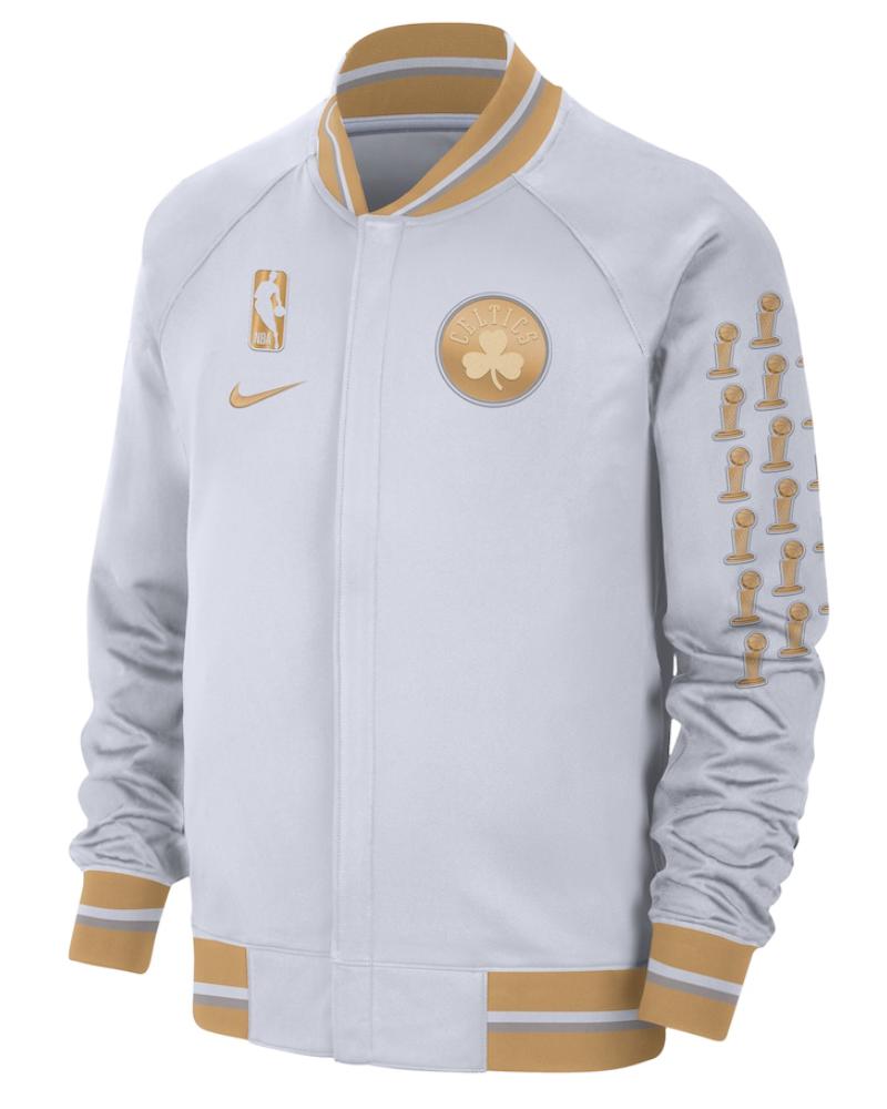 Men’s Boston Celtics Nike White/Gold 2024 NBA Finals Champions Jacket Super Star Jacket