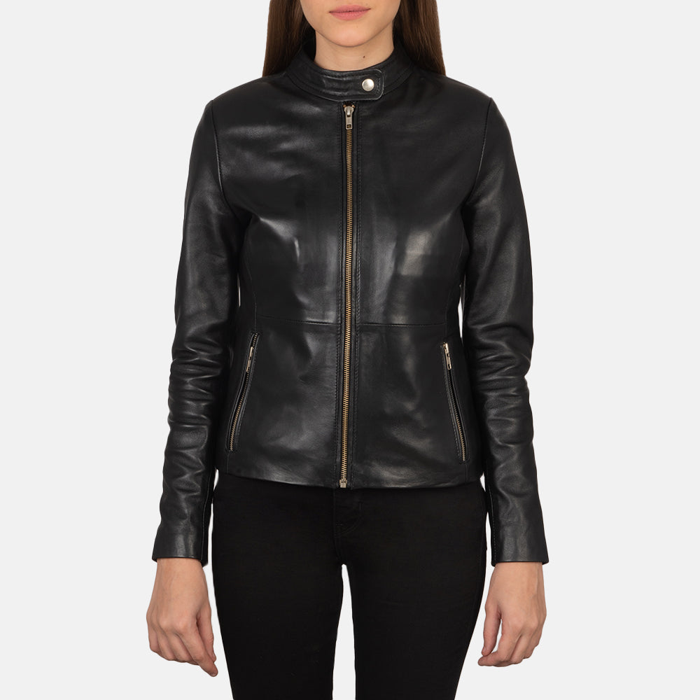 Rave Black Leather Biker Jacket Super Star Jacket