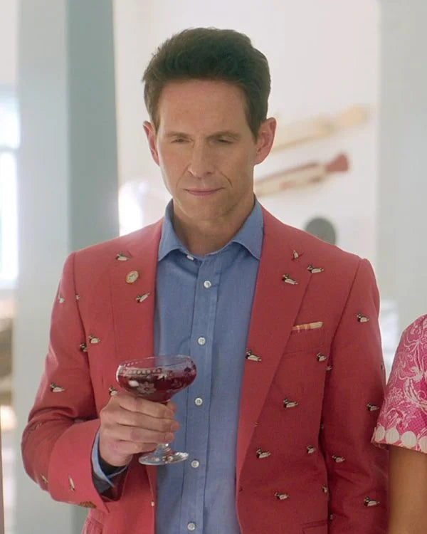 Sirens Glenn Howerton Duck Print Pink Coat Super Star Jacket