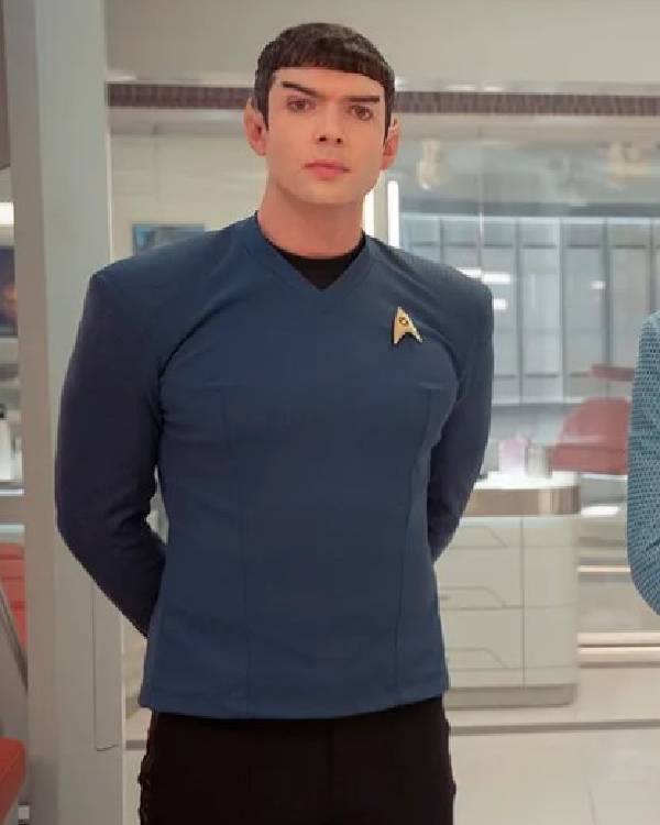Star Trek Strange New Worlds Ethan Peck Blue Shirt Superstar Jacket