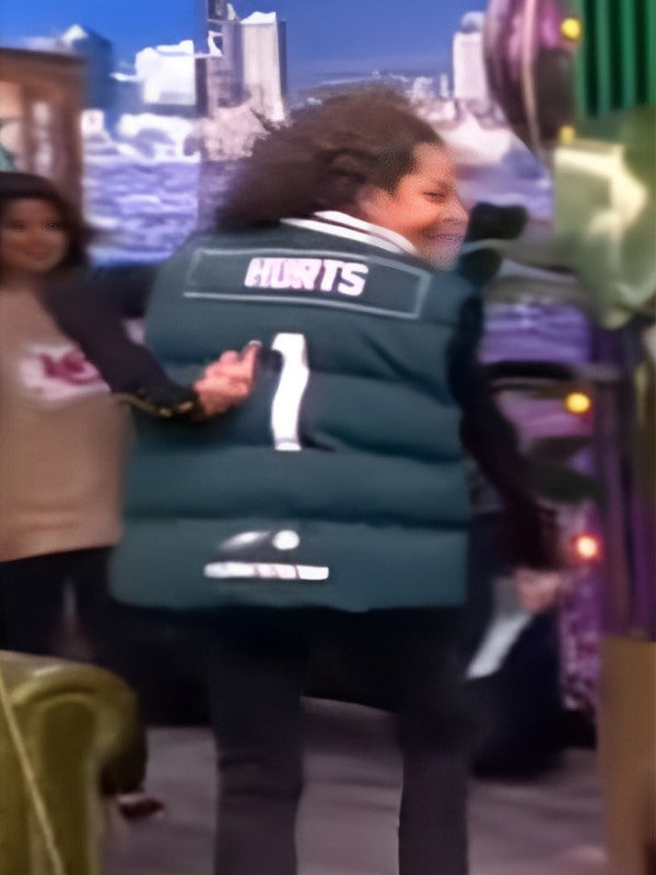 The View 2025 Sunny Hostin Green Eagles Puffer Vest Super Star Jacket