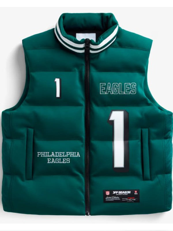 The View 2025 Sunny Hostin Green Eagles Puffer Vest Super Star Jacket