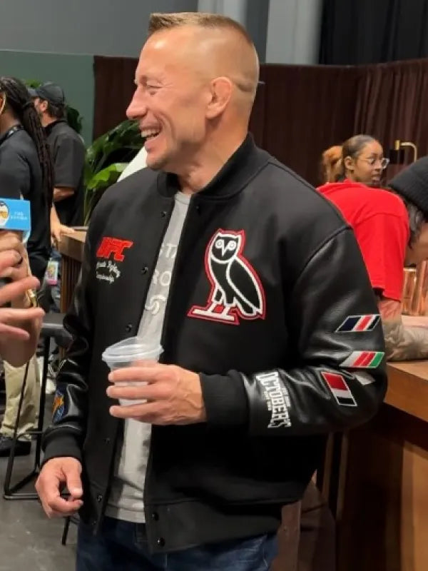 UFC Championship Georges St-Pierre Black Varsity Jacket Super Star Jacket
