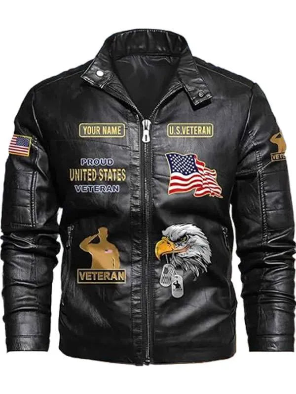 US Army Veteran Black Leather Jacket Super Star Jacket