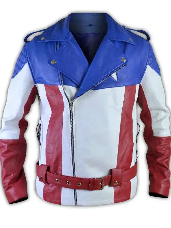 US Flag Vintage Biker Leather Jacket Super Star Jacket