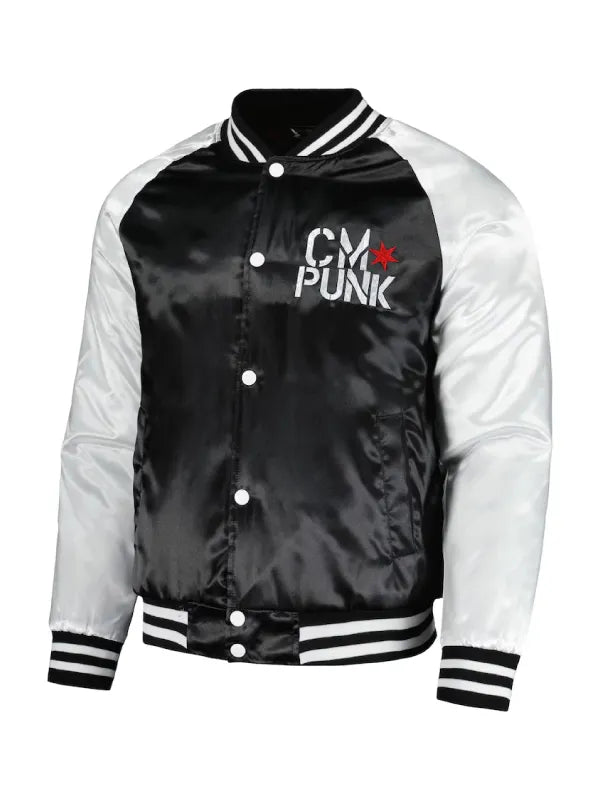 WWE CM Punk Satin Bomber Jacket Super Star Jacket