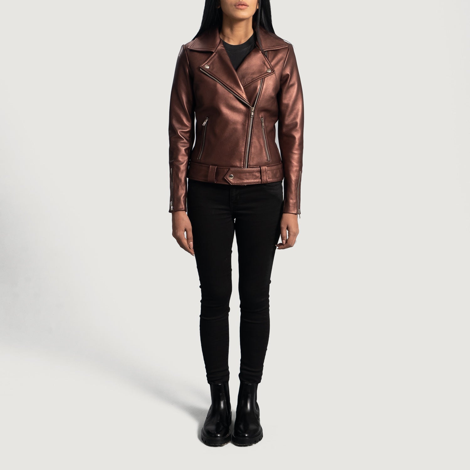 Rumy Maroon Leather Biker Jacket Super Star Jacket