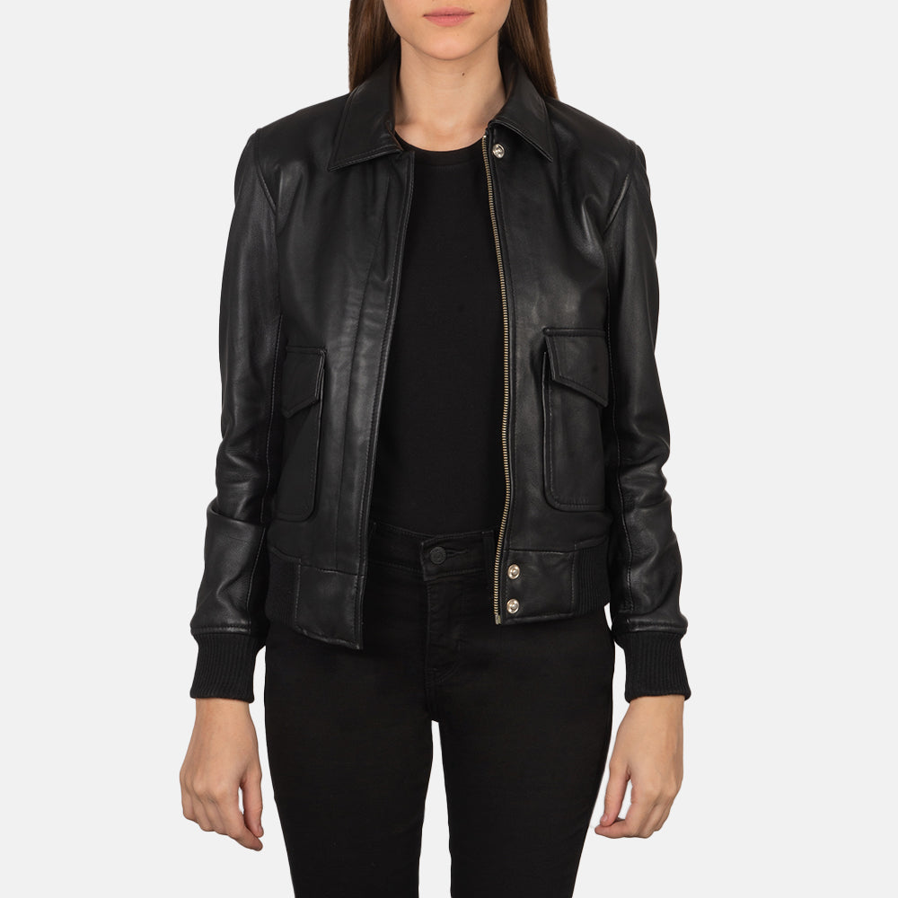 Westa A-2 Black Leather Bomber Jacket Super Star Jacket
