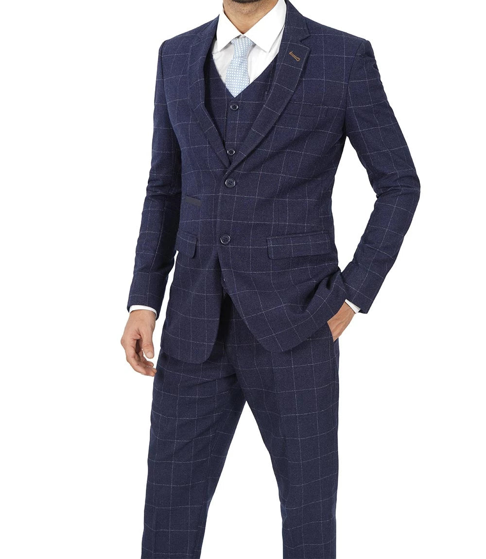 Men's Vintage 3-Piece Navy Blue Prom Suit - Wedding Suit Super Star Jacket
