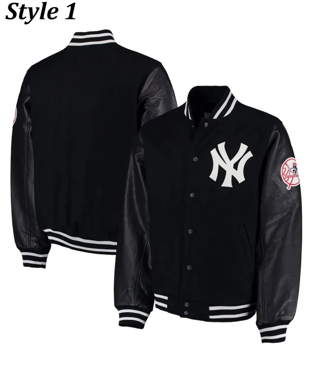 NY Yankees Varsity Wool/Leather Black Jacket Super Star Jacket