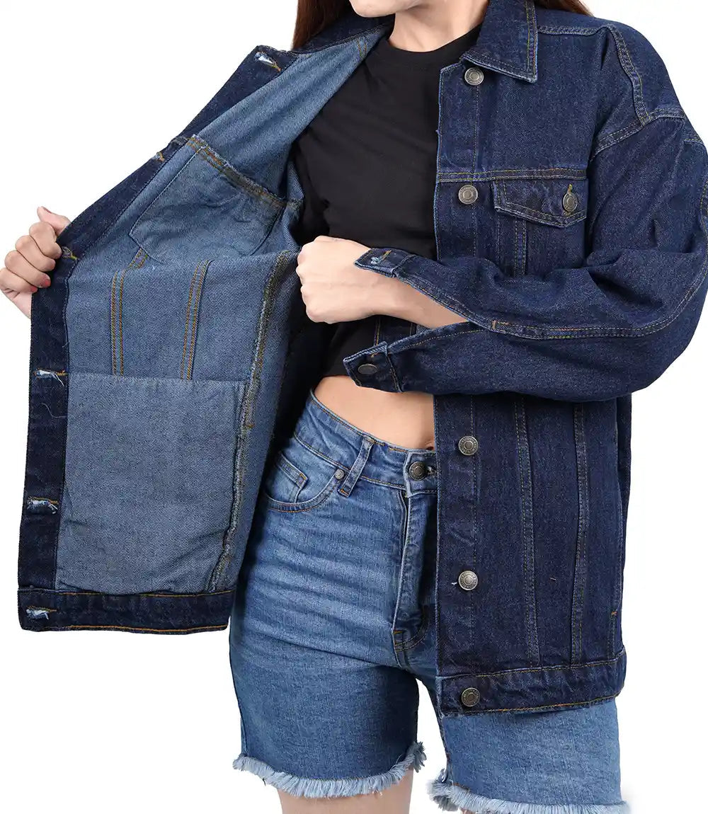 Women's Light Blue Oversized Denim Jacket Super Star Jacket