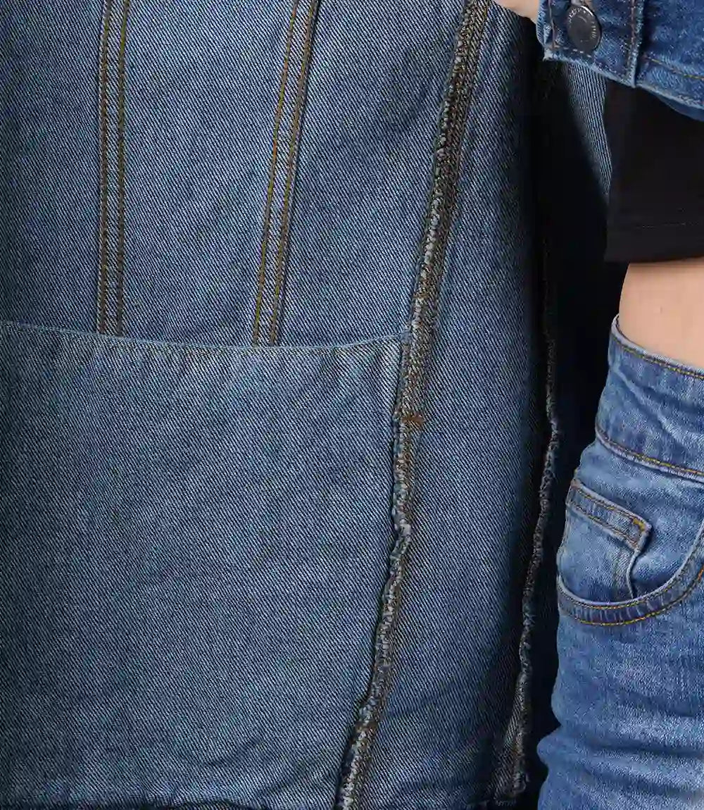 Women's Mid Blue Oversized Denim Jacket Super Star Jacket
