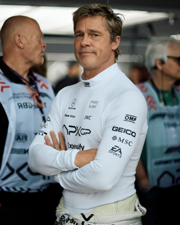 F1 2025 Brad Pitt White Shirt Super Star Jacket