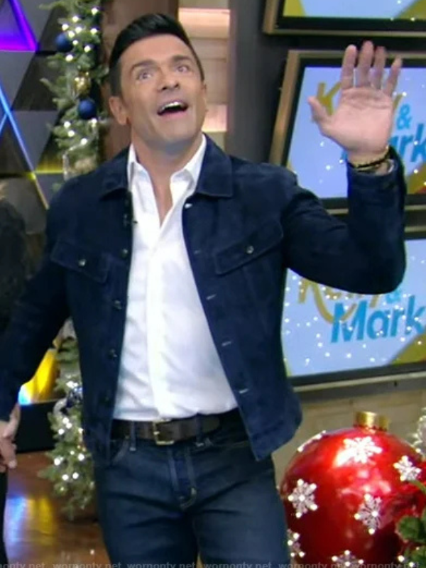 Live with Kelly And Mark Mark Consuelos Suede Bomber Jacket Super Star Jacket