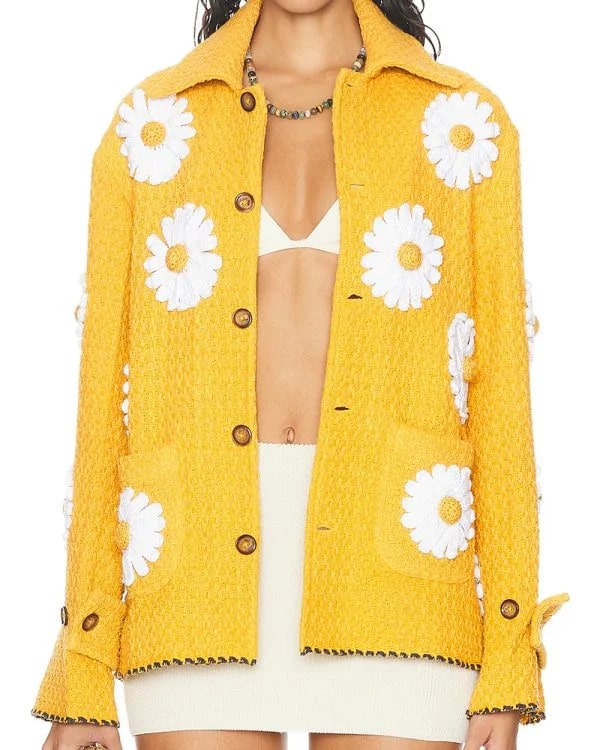 The Voice S27 John Legend Yellow Daisy Applique Jacket Super Star Jacket