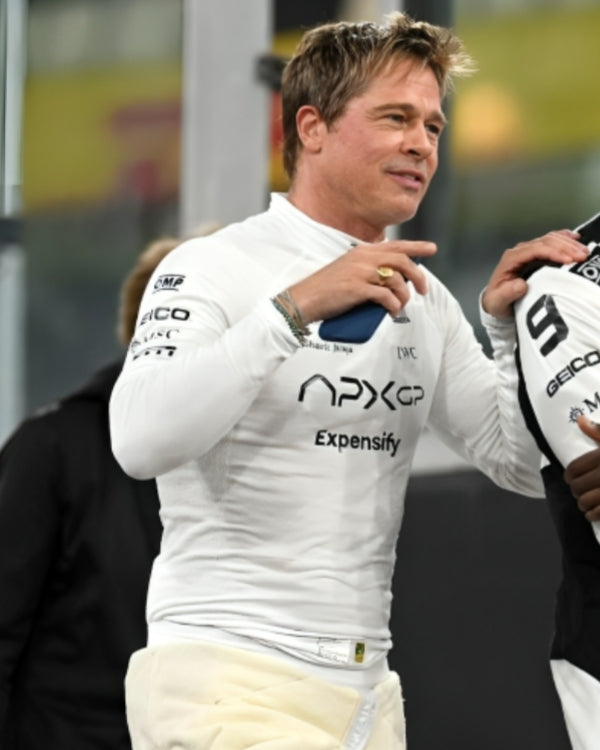 F1 2025 Brad Pitt White Shirt Super Star Jacket