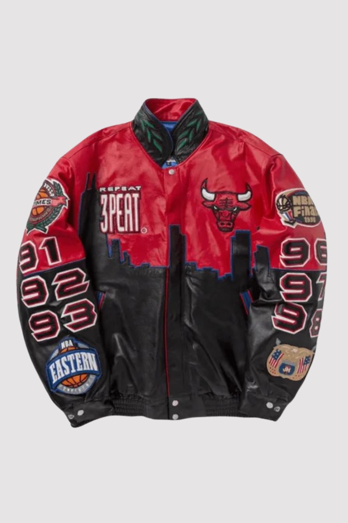 3 Peat Chicago Bulls Leather Varsity Jacket Super Star Jacket