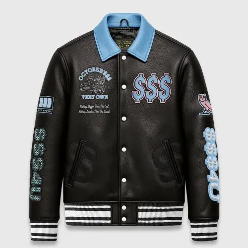 $$$4U Collared Varsity Black Jacket