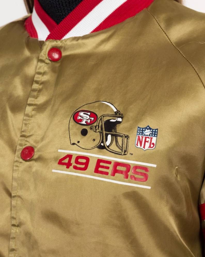 80s San Francisco 49ers Chalk Line Gold Satin Jacket Super Star Jacket