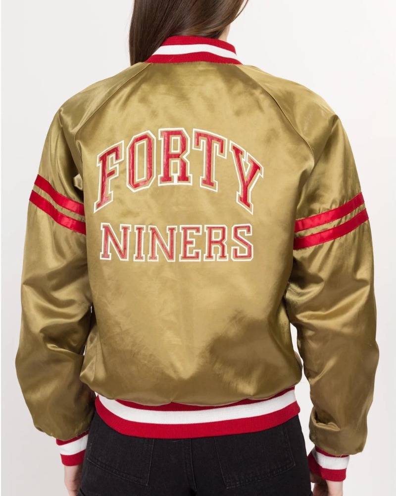 80s San Francisco 49ers Chalk Line Gold Satin Jacket Super Star Jacket