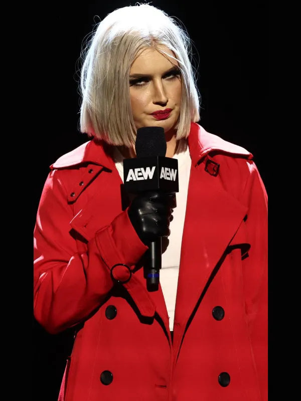 AEW Collision 2025 Toni Storm Red Wool Coat Super Star Jacket