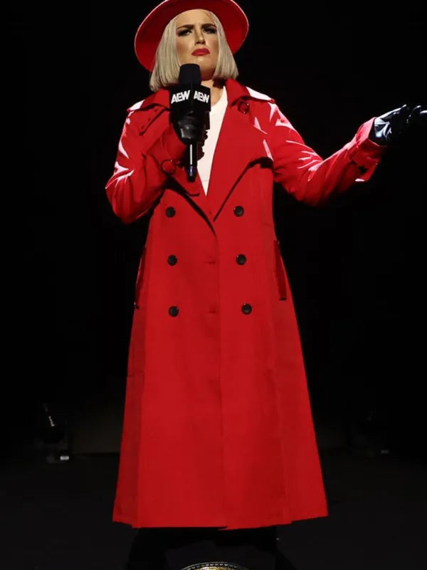 AEW Collision 2025 Toni Storm Red Wool Coat Super Star Jacket