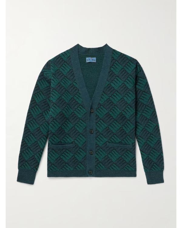 Access Hollywood Nick Offerman Green & Blue Printed Cardigan Superstar Jacket