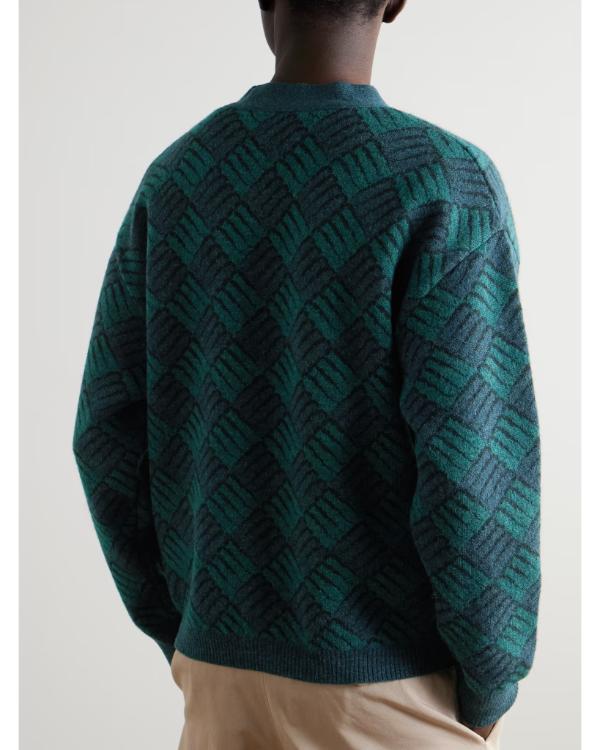 Access Hollywood Nick Offerman Green & Blue Printed Cardigan Superstar Jacket