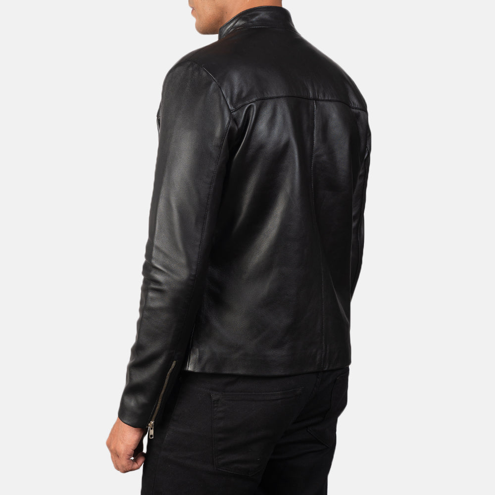Adornica Black Leather Biker Jacket Super Star Jacket