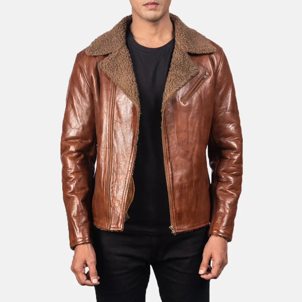 Furton Disressed Black Leather Biker Jacket Super Star Jacket