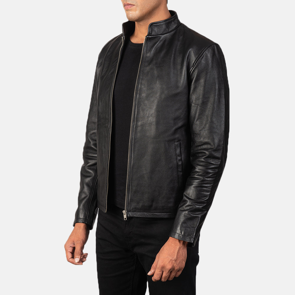 Alex Black Leather Biker Jacket Super Star Jacket