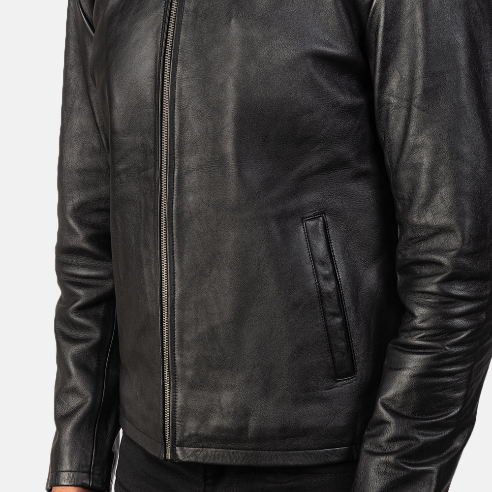 Alex Black Leather Biker Jacket Super Star Jacket