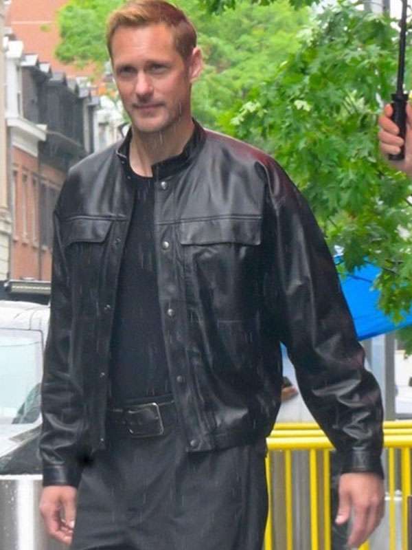 Alexander Skarsgård Murderbot Black Leather Jacket Superstar Jacket