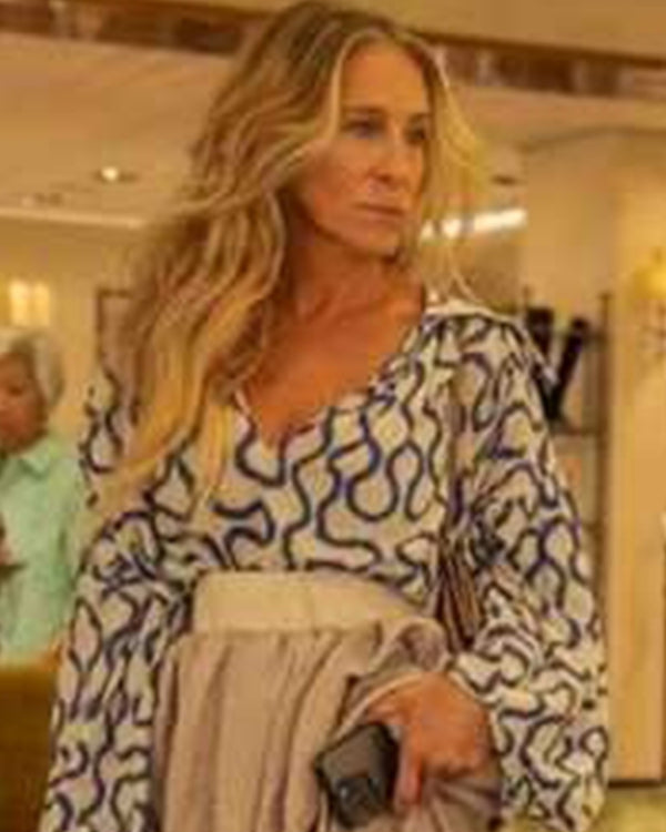 And Just Like That S03 Sarah Jessica Parker Swirl Print Dress