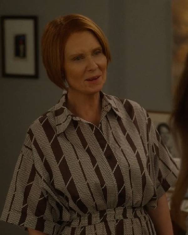 And Just Like That Cynthia Nixon Striped Jumpsuit Superstar Jacket