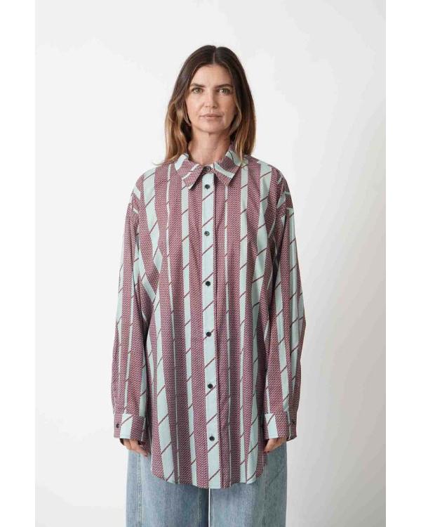 And Just Like That S03 Cynthia Nixon Brown Striped Shirt Superstar Jacket