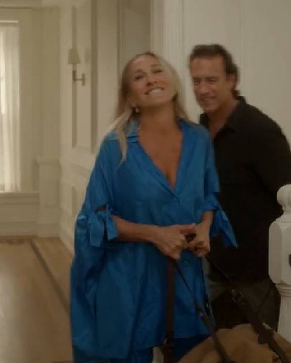 And Just Like That Sarah Jessica Parker Blue Shirt Dresses Superstar Jacket