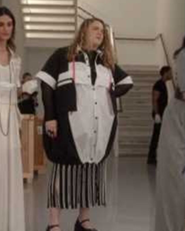 And Just Like That S03 Bonnie Milligan Colorblock Shirt Dress Superstar Jacket